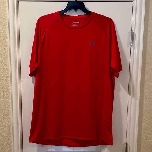 Under Armour Men's UA Tech Tee Short Sleeve Moisture Wick Red XXL New - Picture 3 of 6